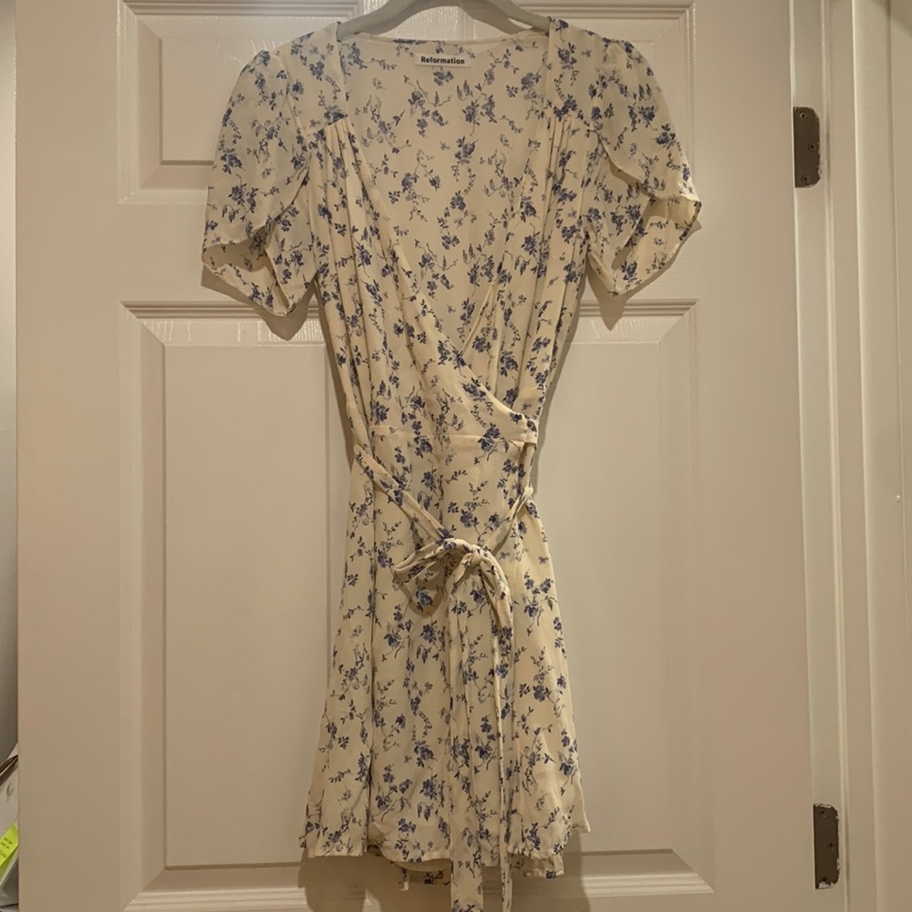 Reformation Floral Mini Wrap Dress